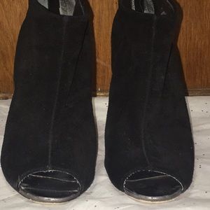 Julianne Hough Women’s Black Suede Open Toe Bootie